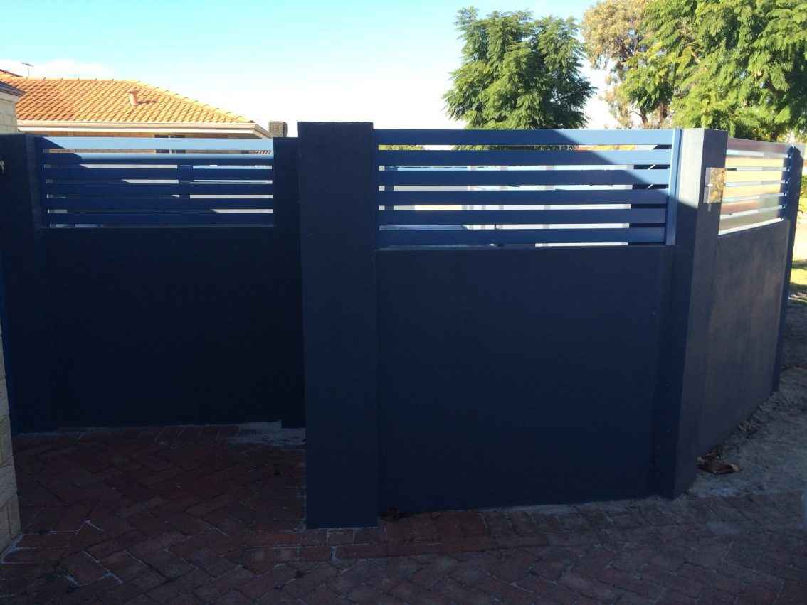 Grey and light blue pool fence installation
